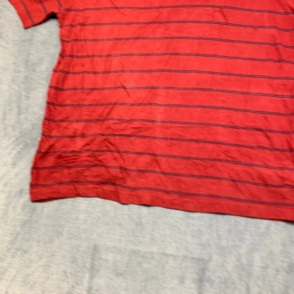 Tommy Hilfiger T Shirt Mens XL Scarlet Red Striped Crew Neck Casual Pullover